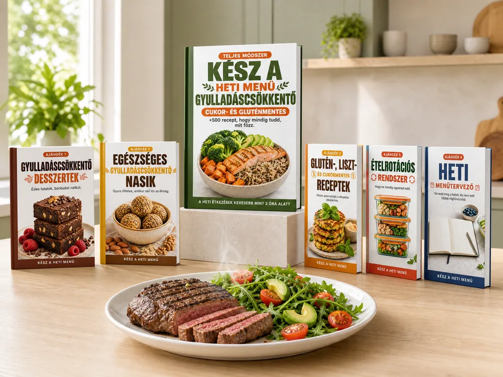 A „Kész a heti menü” receptkönyv az 5 ajándékkal